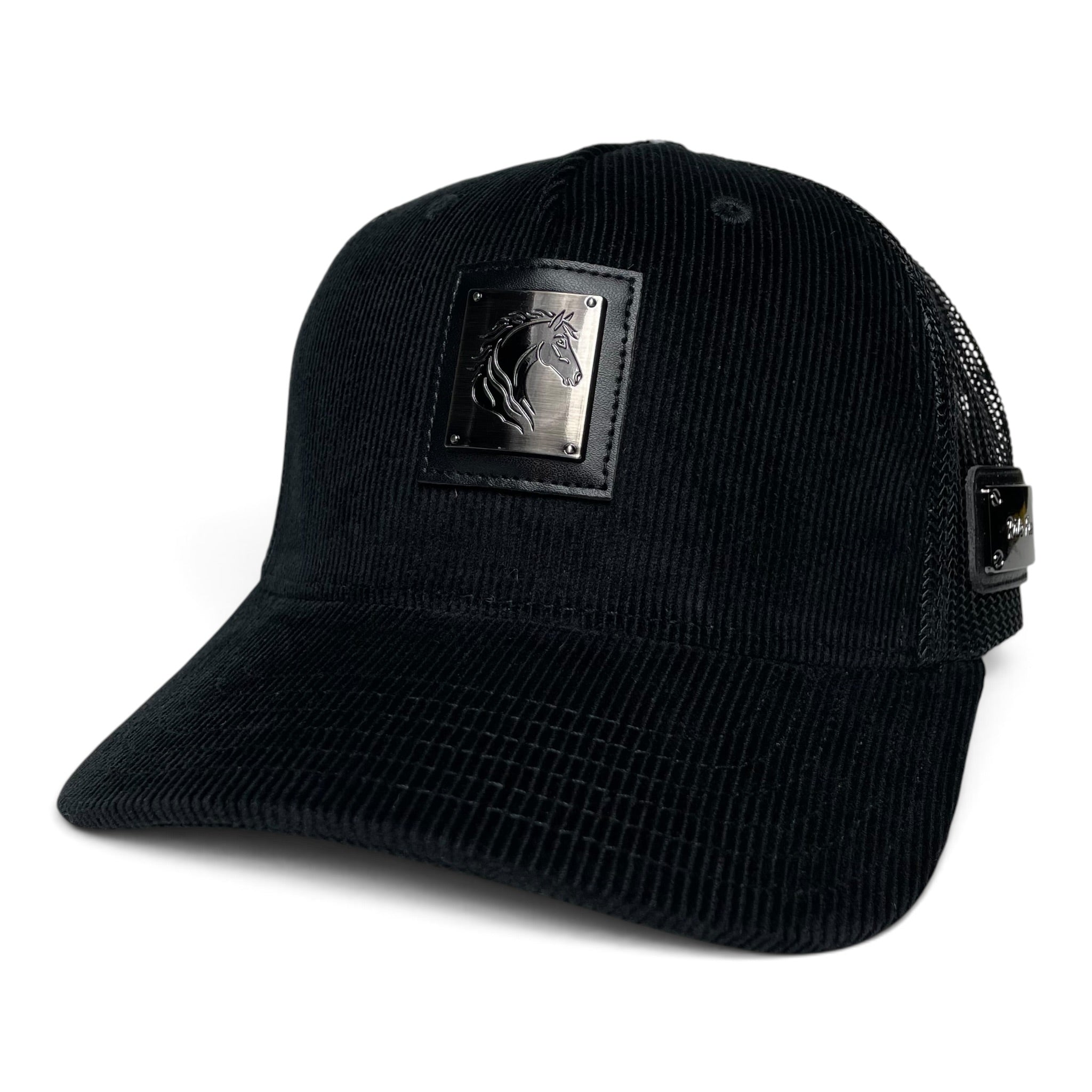 Horse & Ride Free Emblem Black Corduroy Western Baseball Cap