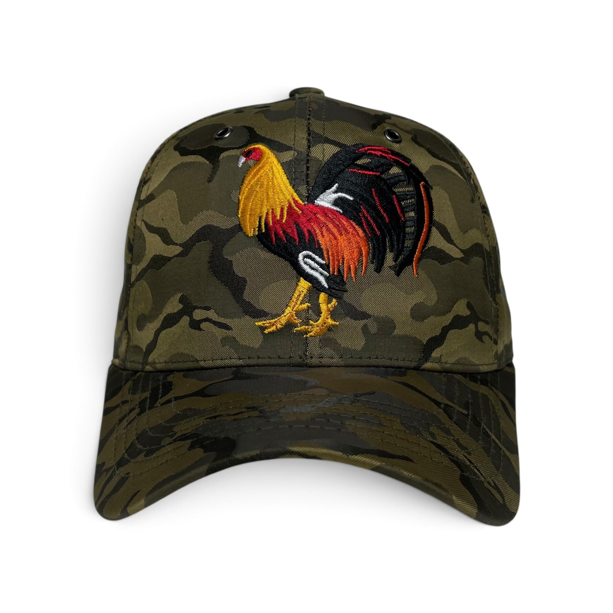 Rooster Embroidered Baseball Cap, Camo, Adjustable, Western