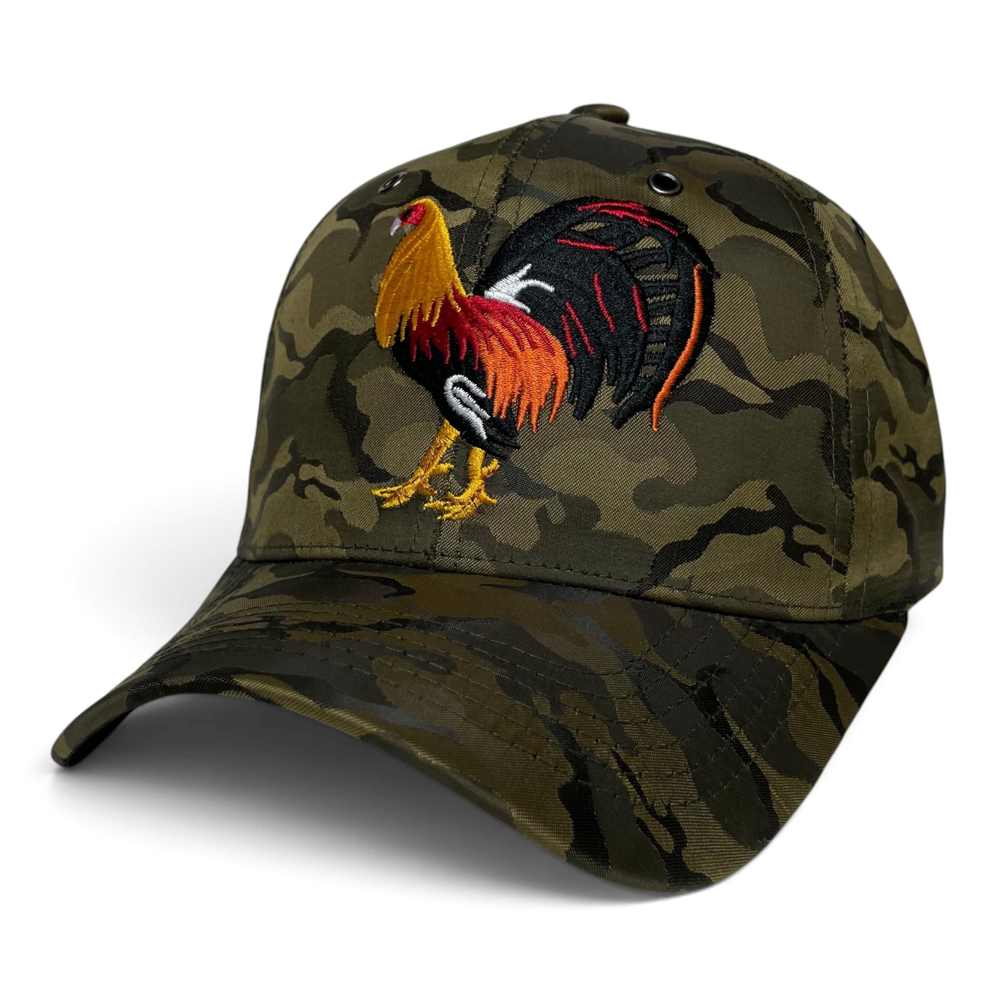 Rooster Embroidered Baseball Cap, Camo, Adjustable, Western