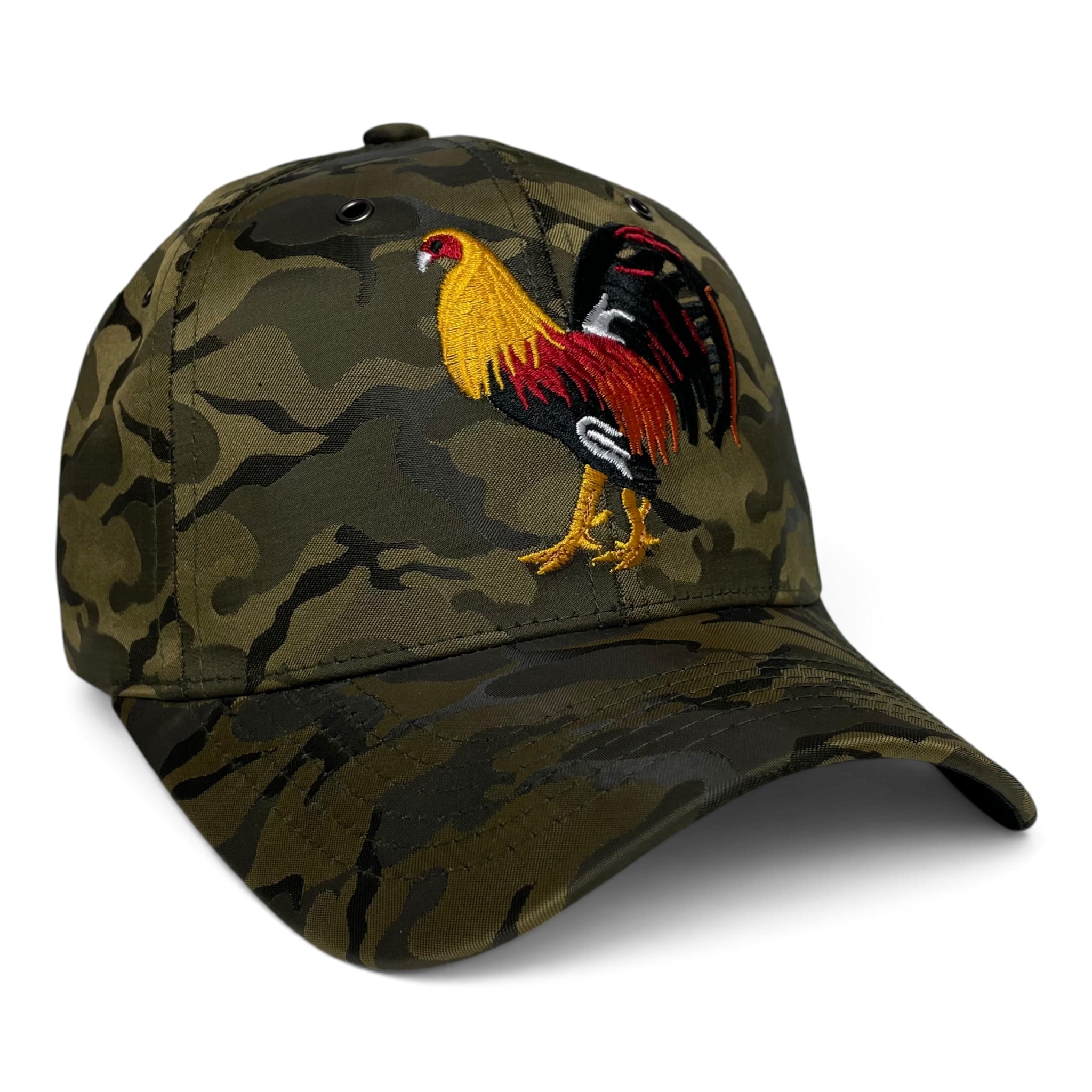 Rooster Embroidered Baseball Cap, Camo, Adjustable, Western