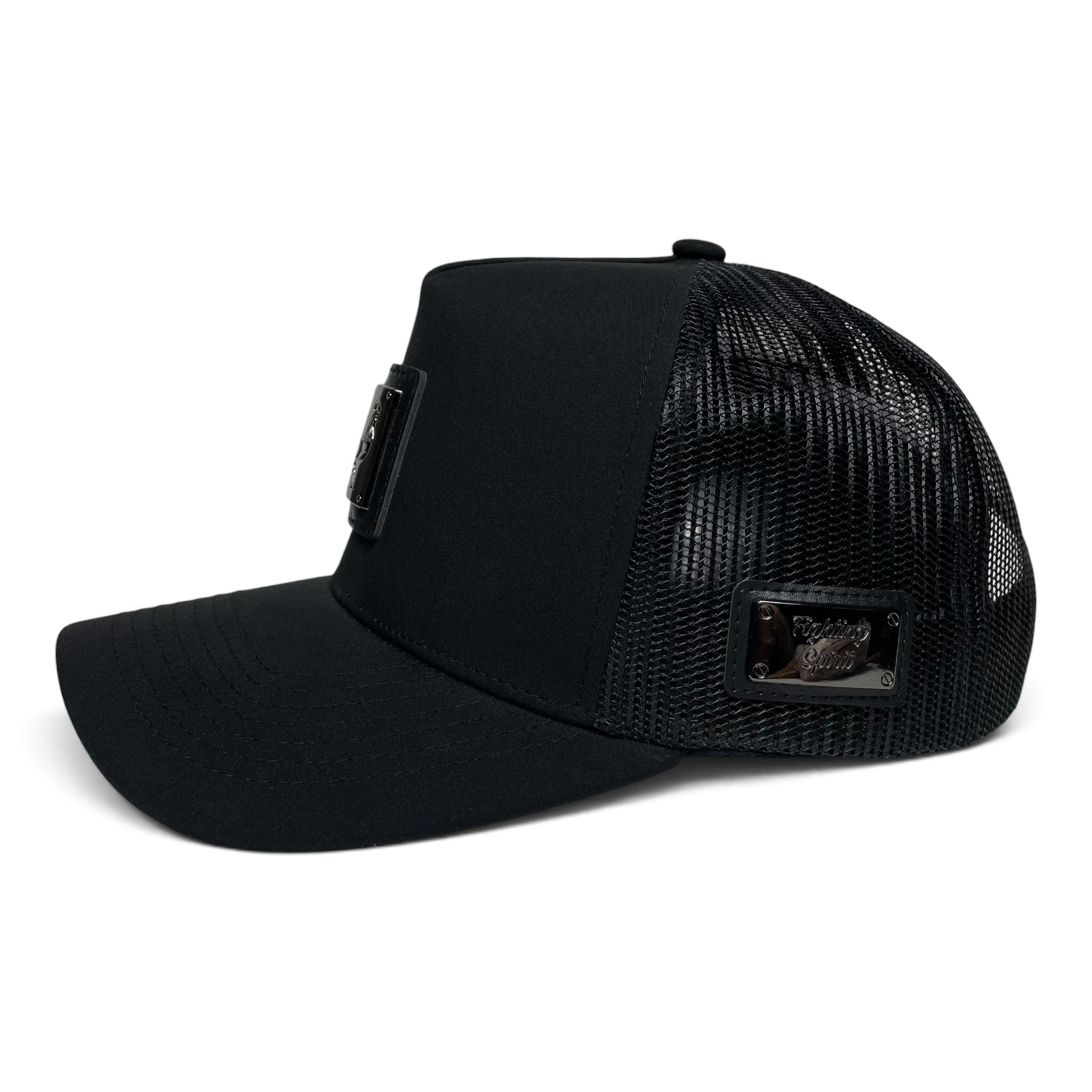 Rooster Trucker Snapback Hat Adjustable Curved Brim Black