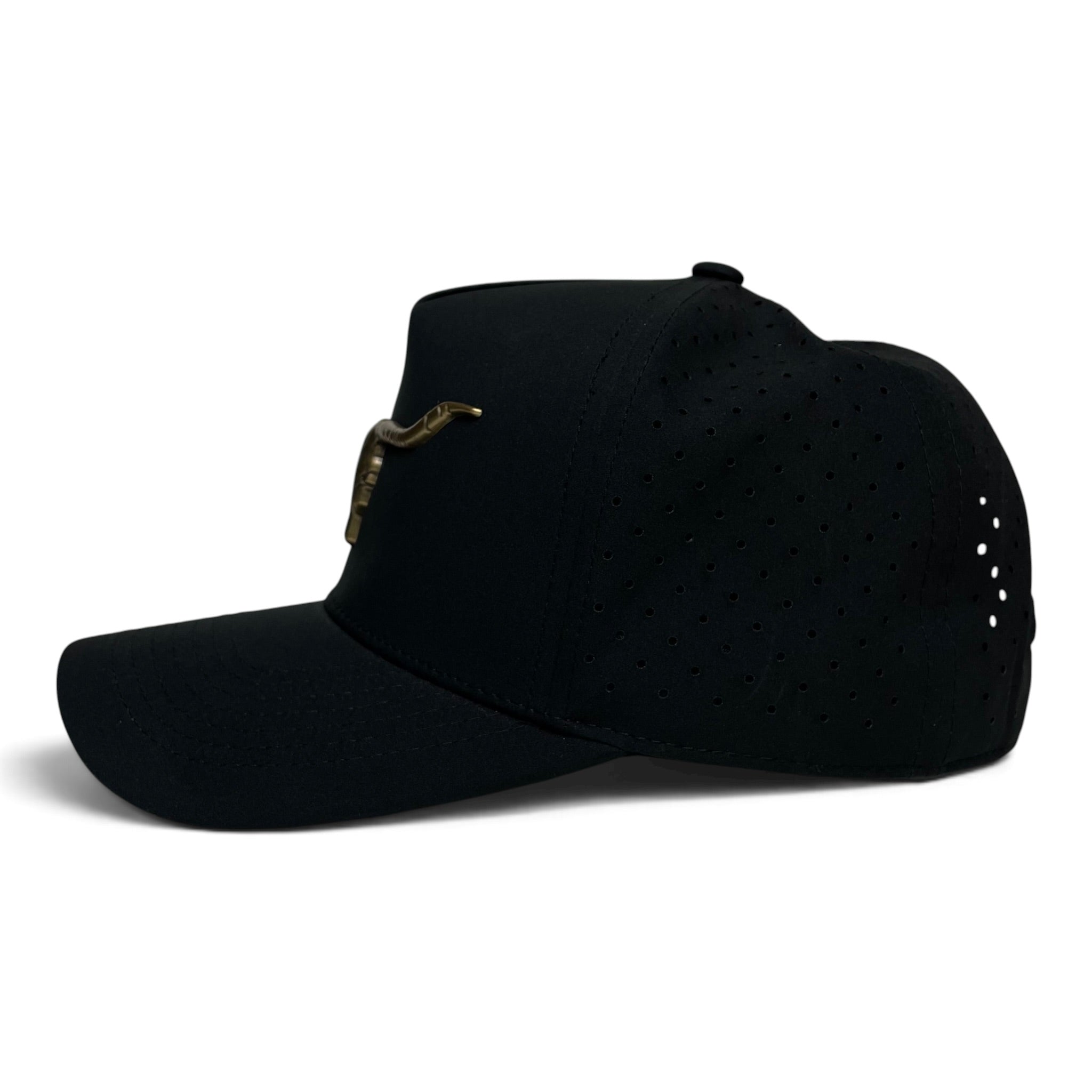 Longhorn Bull Head Metal Emblem Western Adjustable Cap Black