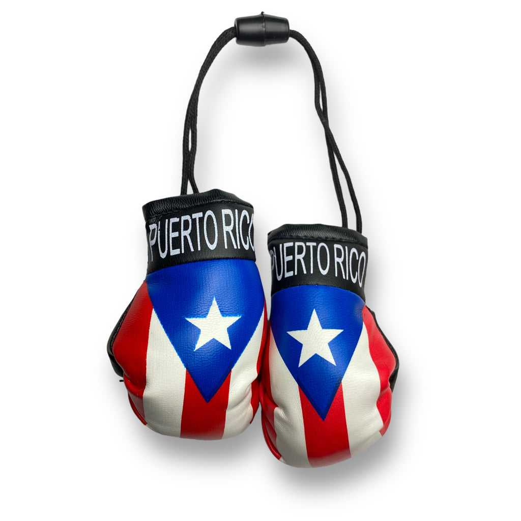 Boricua Pride: Mini Boxing Gloves with Puerto Rican Flag - Ideal for Car Rearview Mirror Mini Banner Display