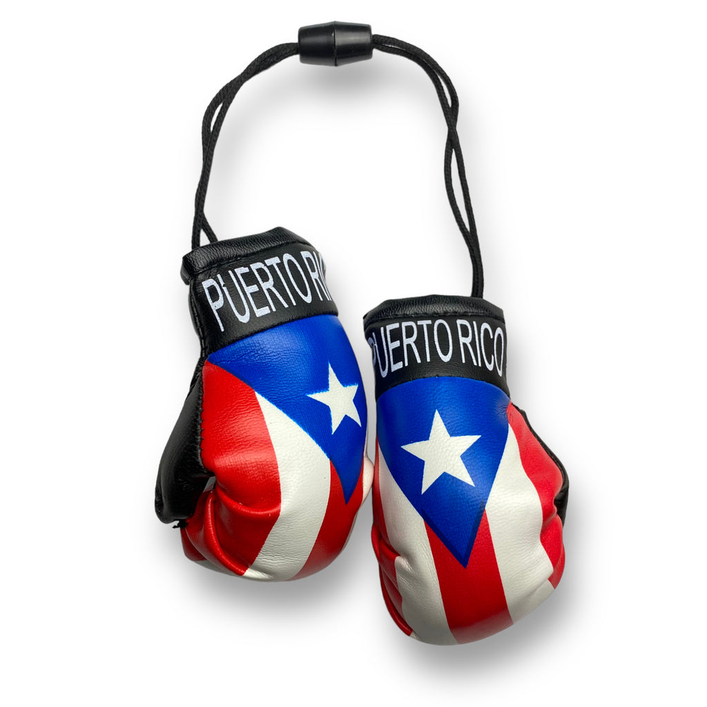 Boricua Pride: Mini Boxing Gloves with Puerto Rican Flag - Ideal for Car Rearview Mirror Mini Banner Display