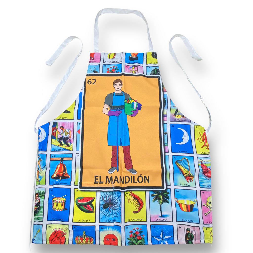 Men's Mexican Loteria Kitchen Apron Mandil Mexicano