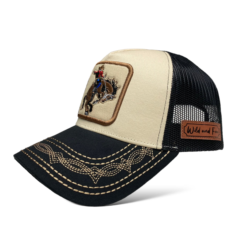 Cowboy Bucking Horse Bronc Riding Roundup Snapback Trucker Baseball Cap Hat