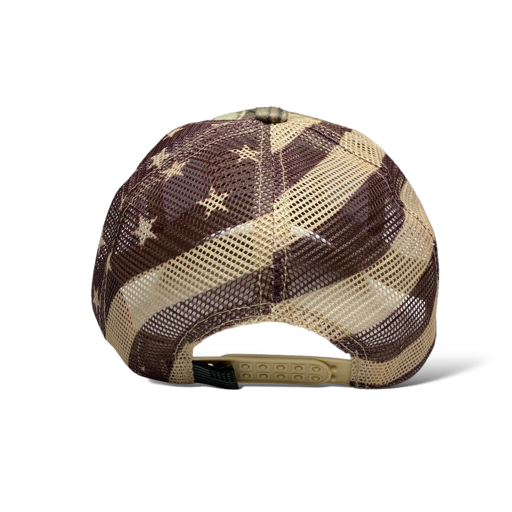 US American Flag Embroidered Patch Adjustable Camo Trucker Cap