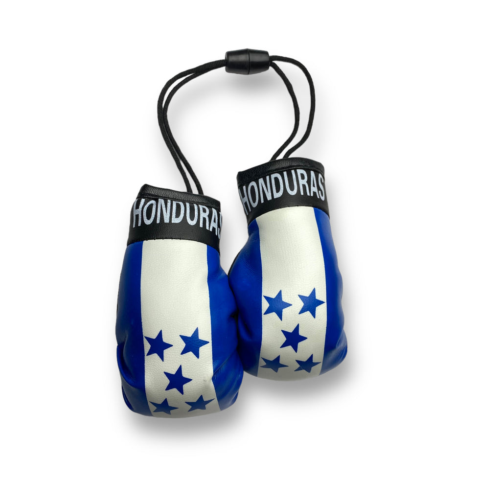 Mini Boxing Gloves with Honduras Flag - Ideal for Displaying as Car Rearview Mirror Mini Banner