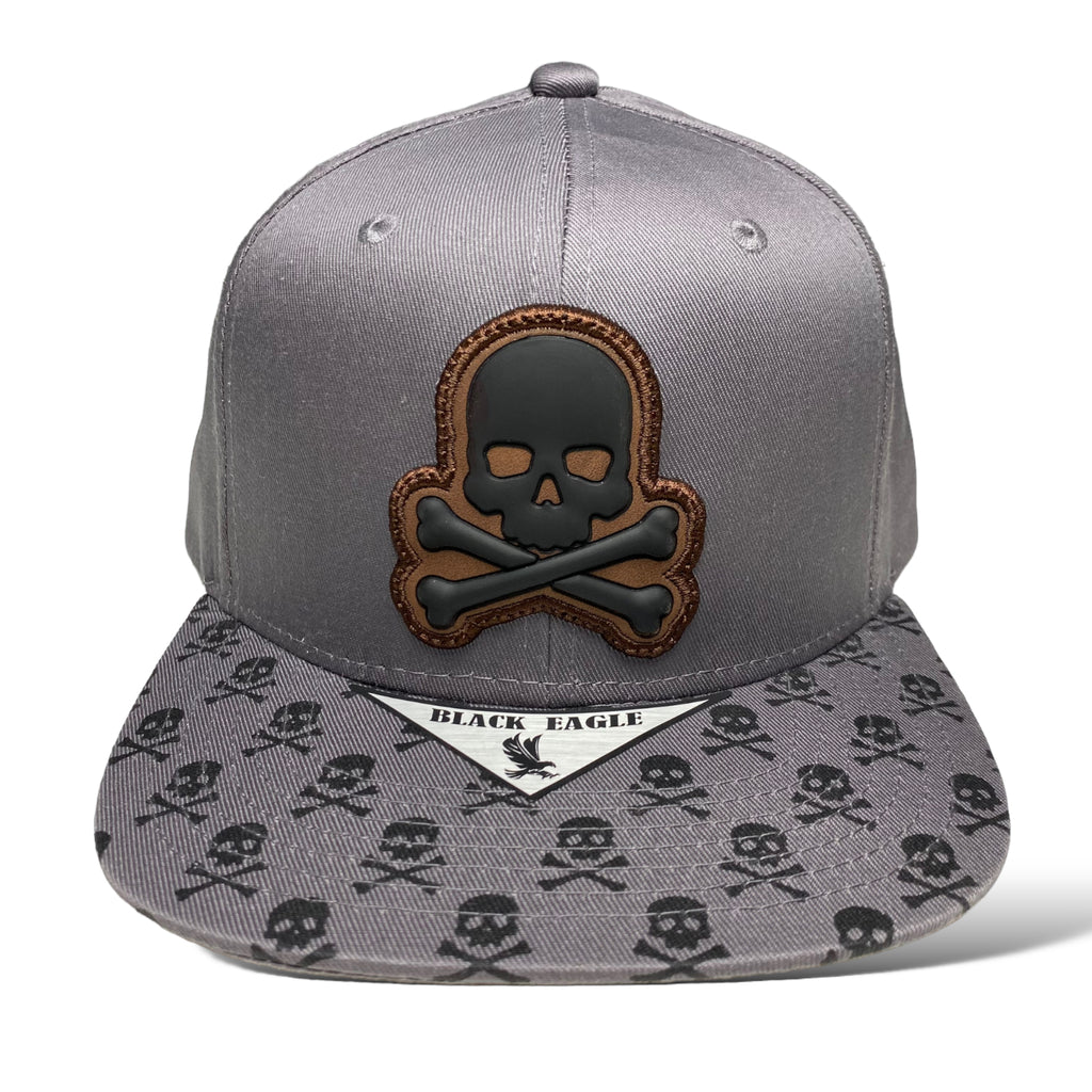 Wholesale Skull Crossbones Rubber Patch Snapback Baseball Hat