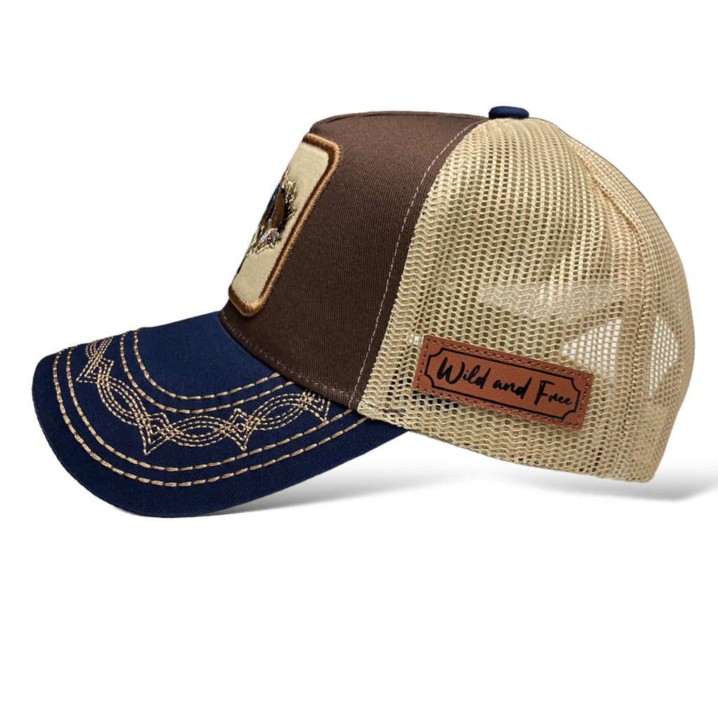 Cowboy Bucking Horse Bronc Riding Roundup Snapback Trucker Baseball Cap Hat