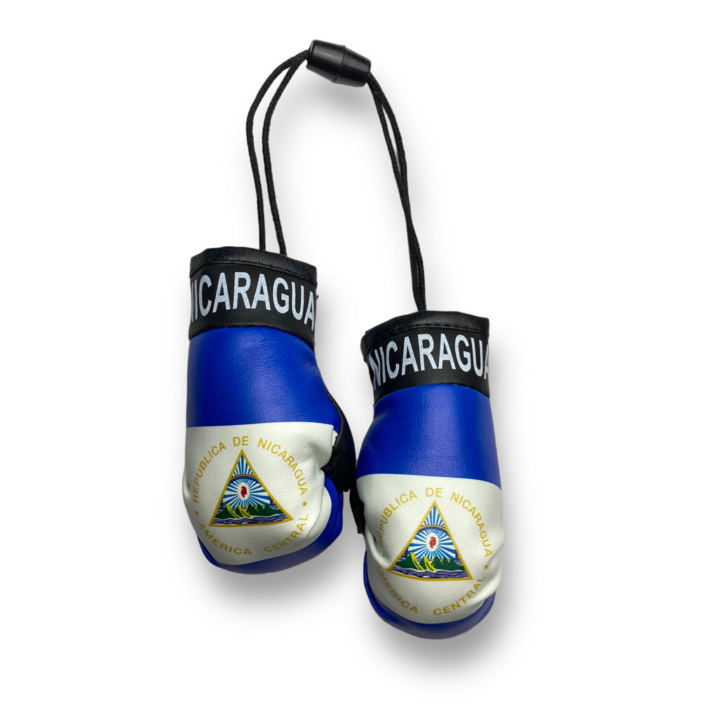 Mini Boxing Gloves with Nicaragua Flag - Ideal for Car Rearview Mirror Mini Banner Display