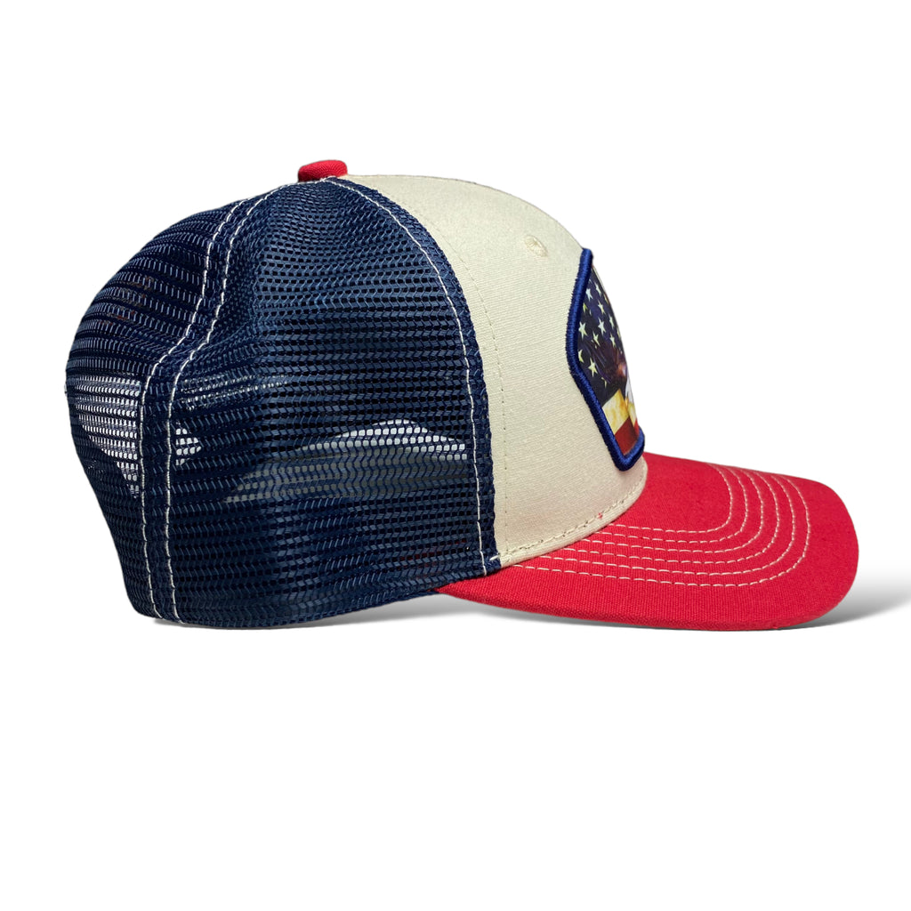 USA Eagle Flag Trucker Cap - Patriotic Hat with Printed Patch