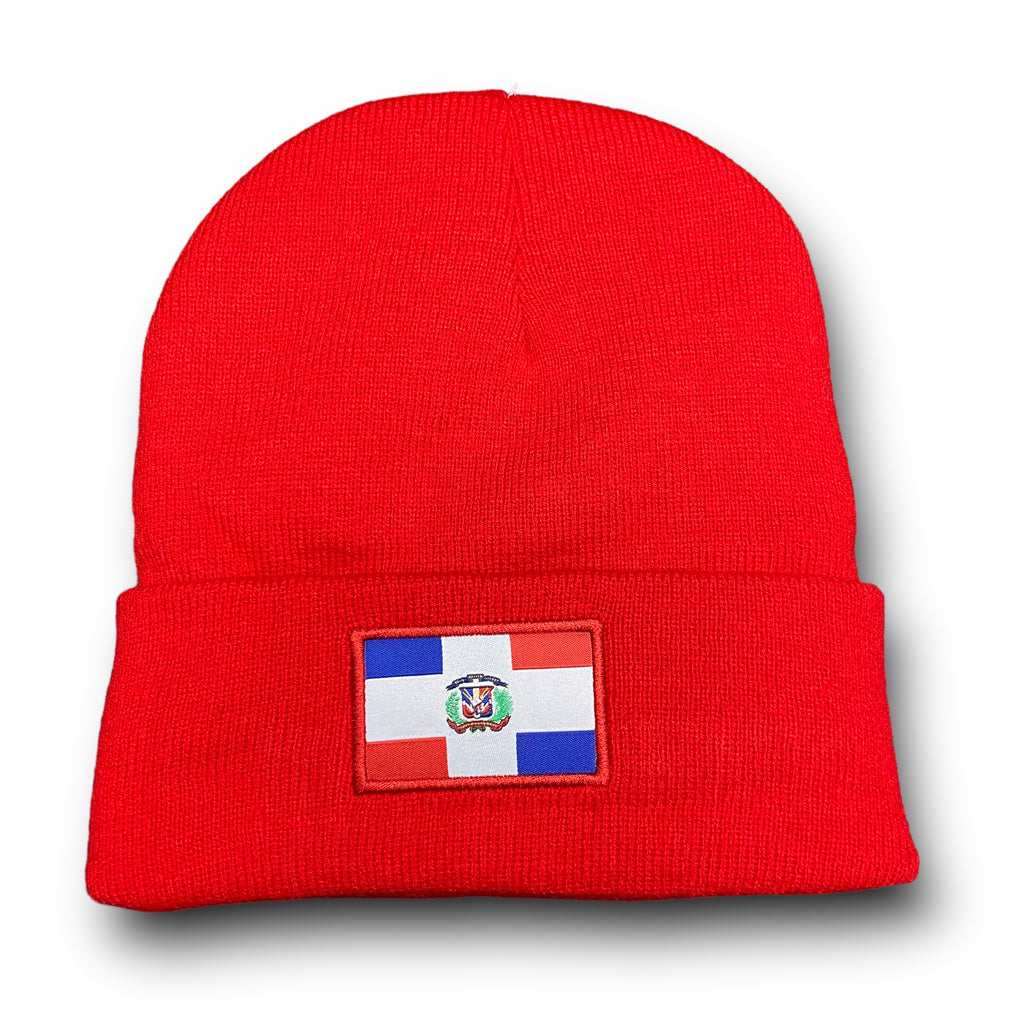 Republica Dominicana Winter Insulated Beanie Hat Front Embroidery and Back Flag Design