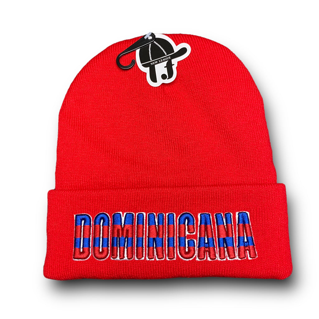 Republica Dominicana Winter Insulated Beanie Hat Front Embroidery and Back Flag Design