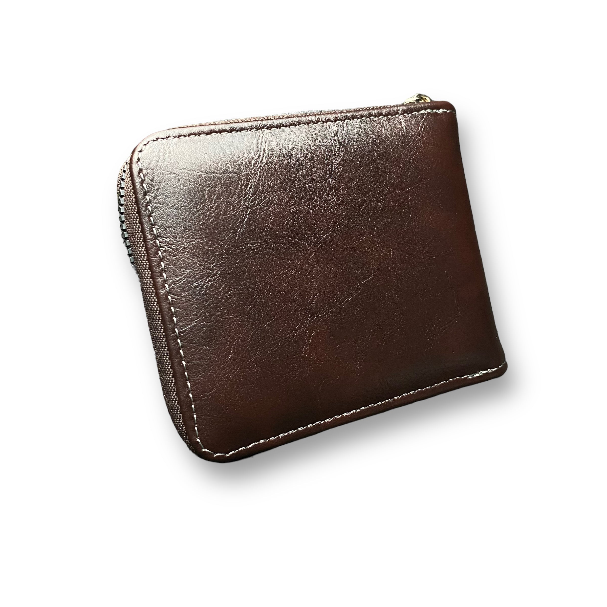 Carrken Style Leather Men's Brown Bifold Zipped Around wallet