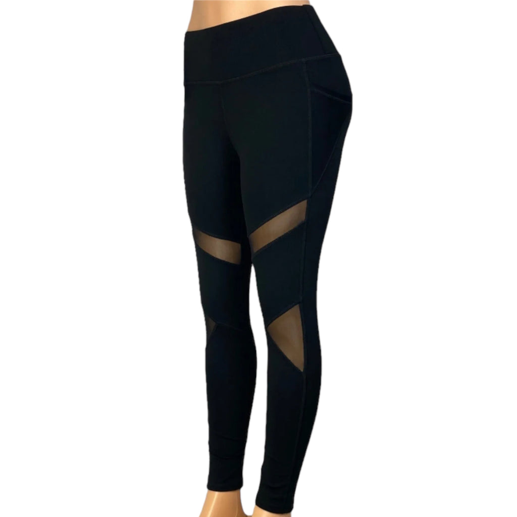 Women's High waist mesh cutouts leggings with mesh cutouts