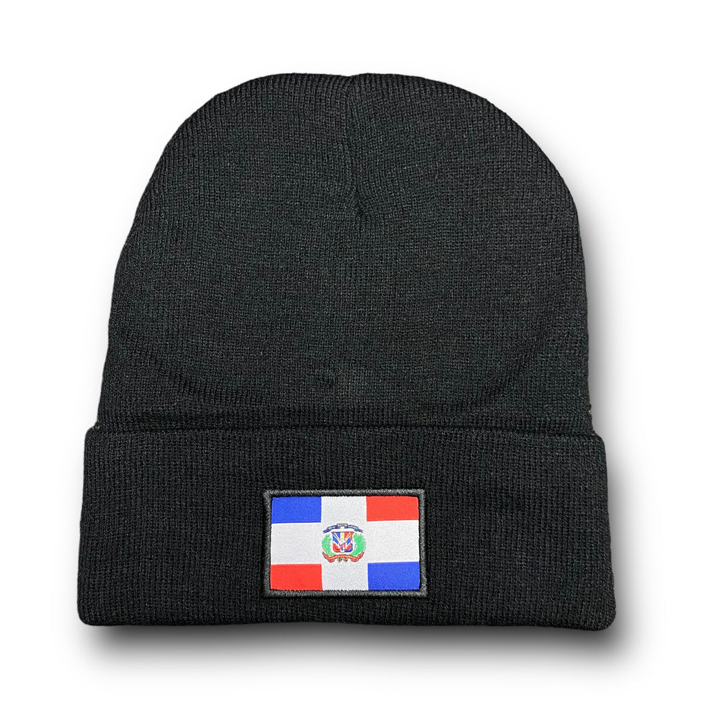 Republica Dominicana Winter Insulated Beanie Hat Front Embroidery and Back Flag Design