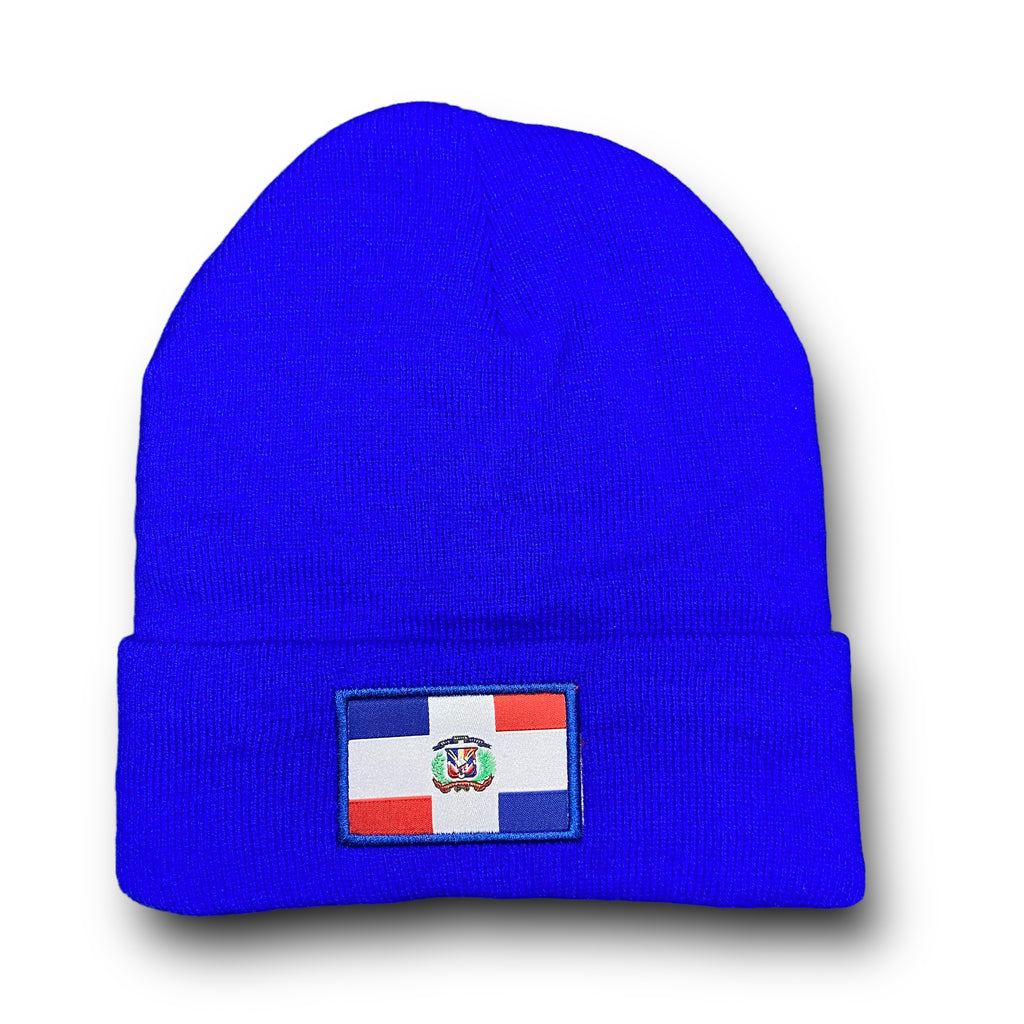 Republica Dominicana Winter Insulated Beanie Hat Front Embroidery and Back Flag Design