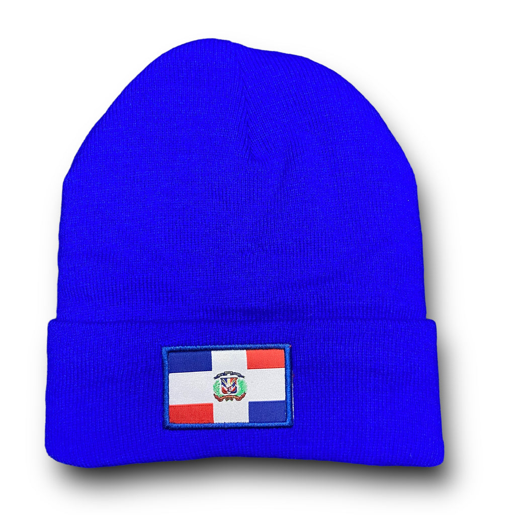 Republica Dominicana Winter Insulated Beanie Hat Front Embroidery and Back Flag Design