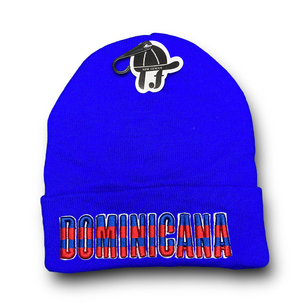 Republica Dominicana Winter Insulated Beanie Hat Front Embroidery and Back Flag Design