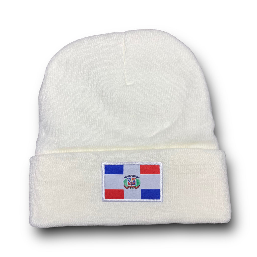 Republica Dominicana Winter Insulated Beanie Hat Front Embroidery and Back Flag Design