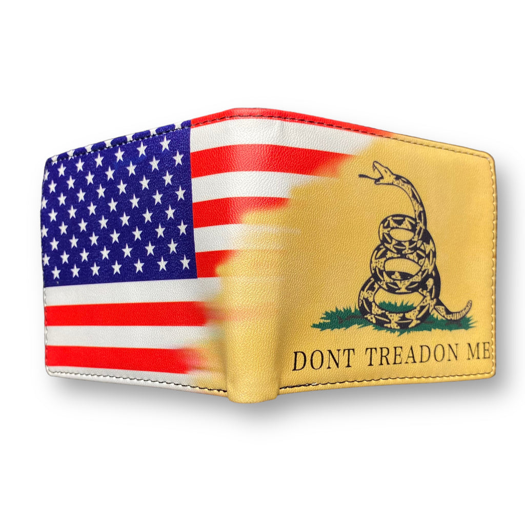 Men's Wallet Short Bi-fold Don't Tread On Me Gadsden Print Yellow NEW