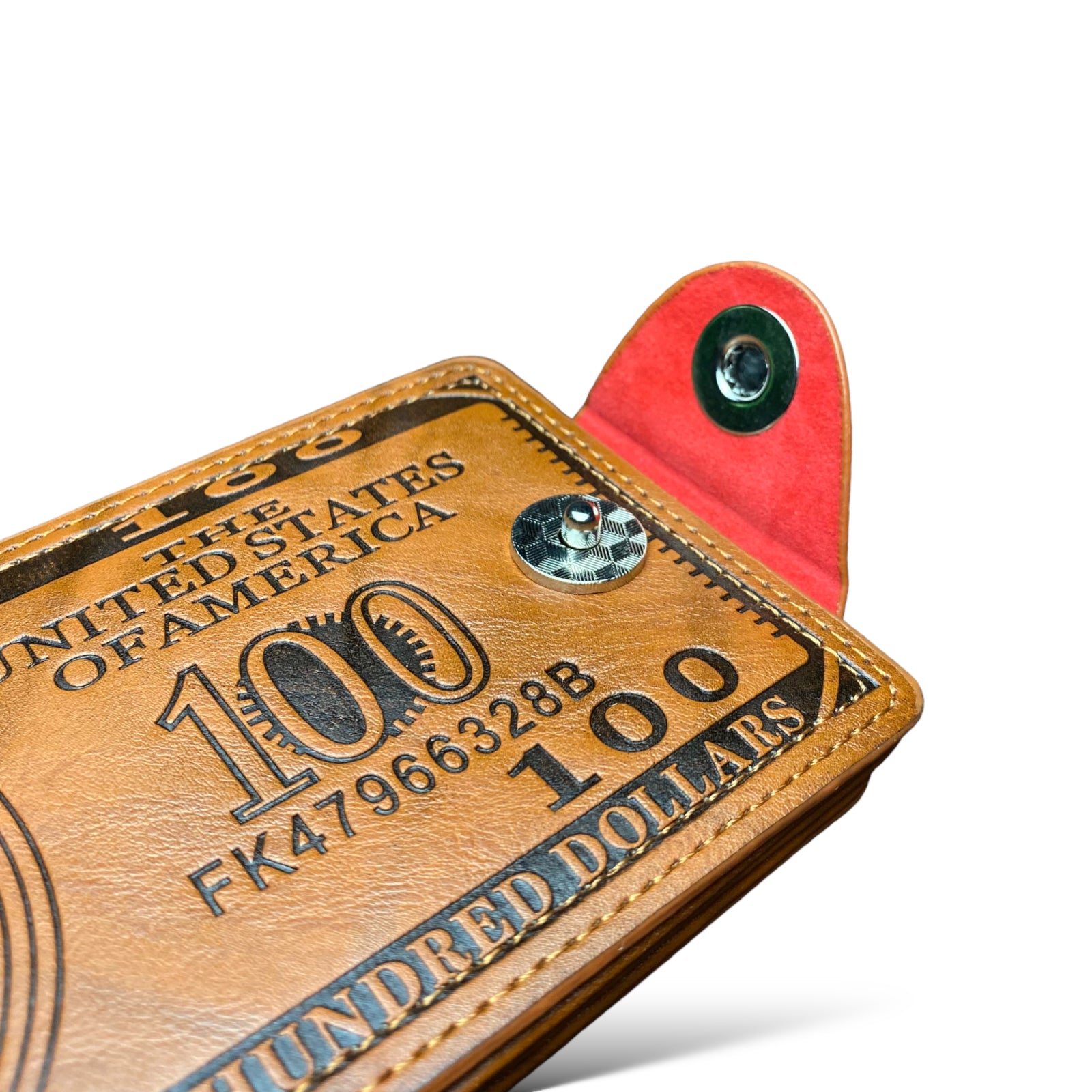 100 Dollar Bill Printed Leather Bifold Wallet Cash Card Holder