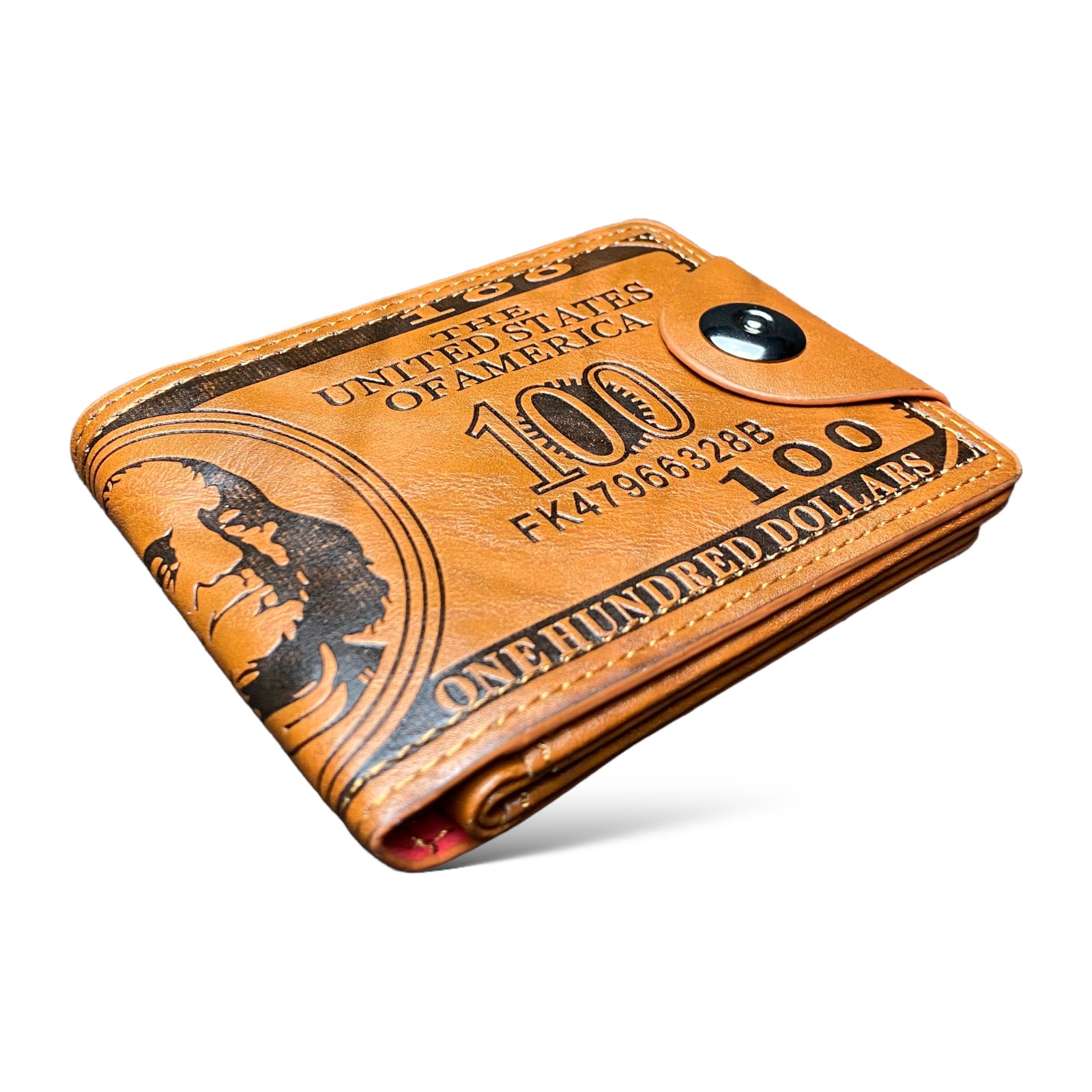 100 Dollar Bill Printed Leather Bifold Wallet Cash Card Holder