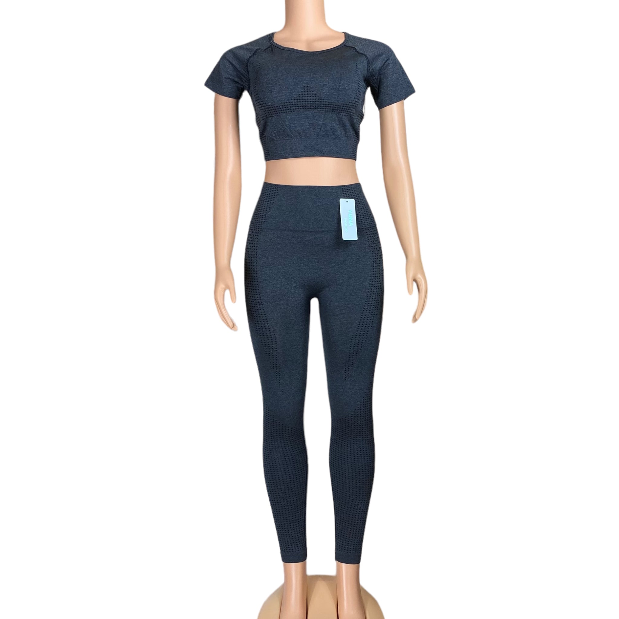 2 Piece Workout Outfit, Yoga, Gym, High Waist Leggings and Crop Top Se