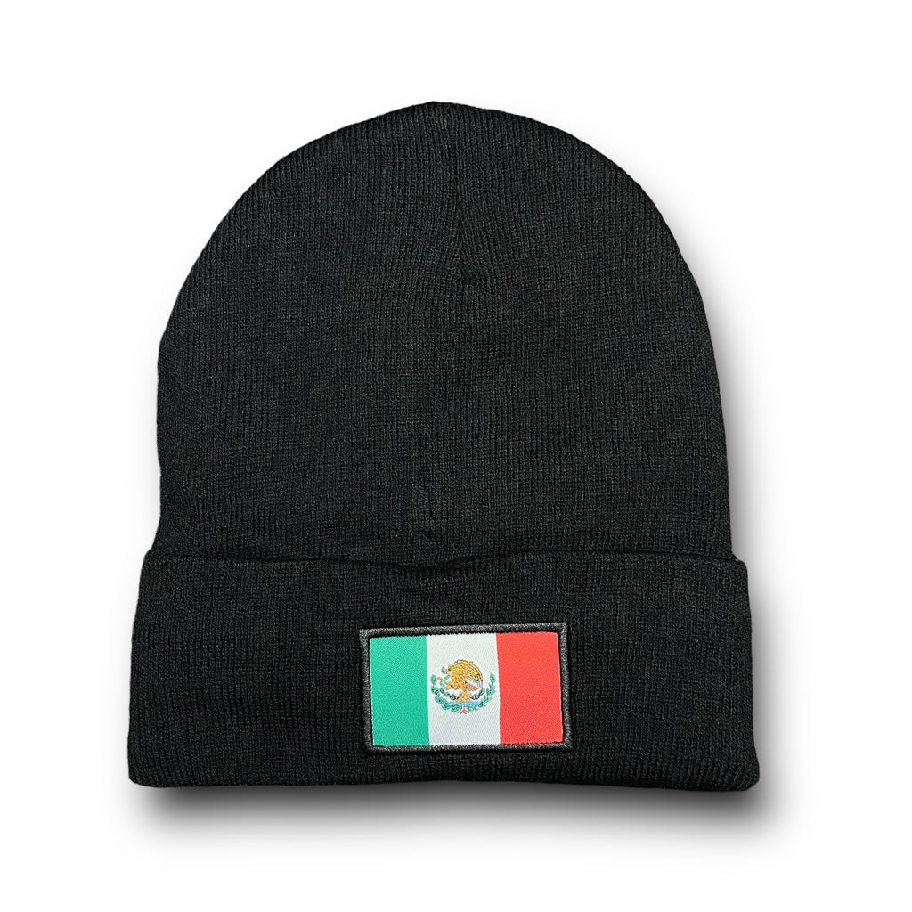 Mexico Winter Insulated Beanie Hat Front Embroidery and Back Flag Design