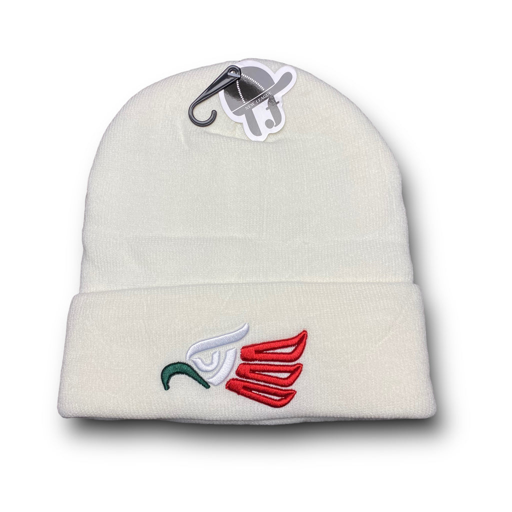 Mexico Winter Insulated Beanie Hat Front Embroidery and Back Flag Design