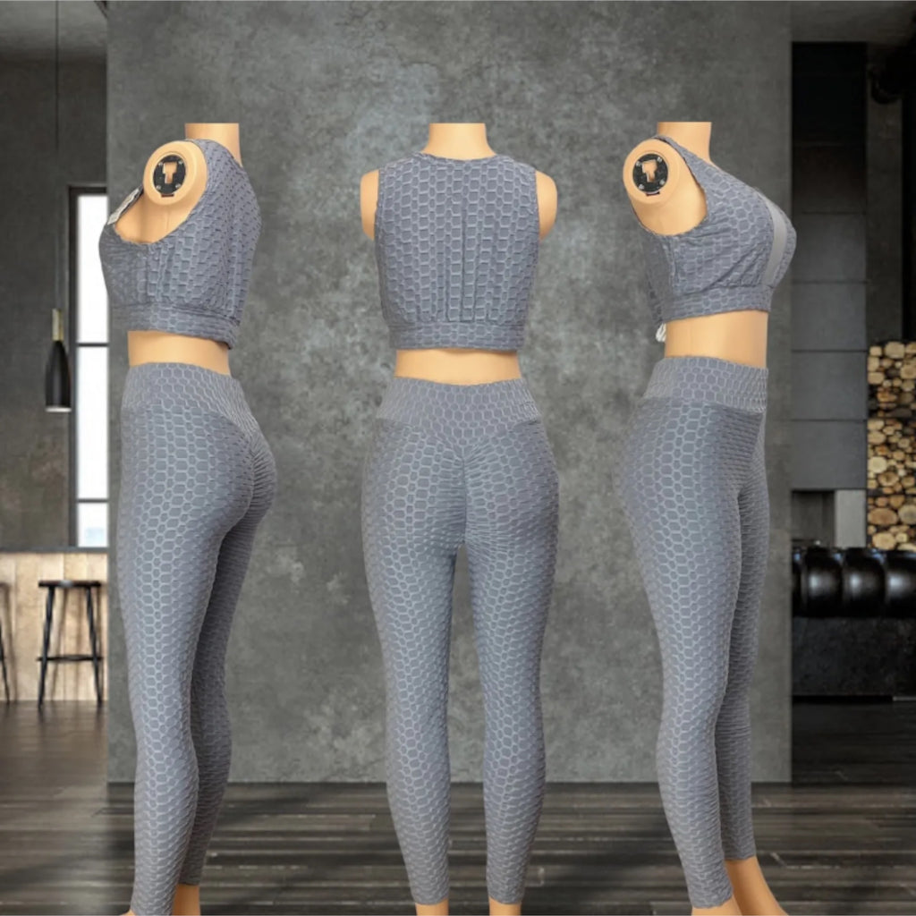 Deep v Neck Sleeveless Crop Top Sexy Butt Lifting Leggings Outfit set for Women