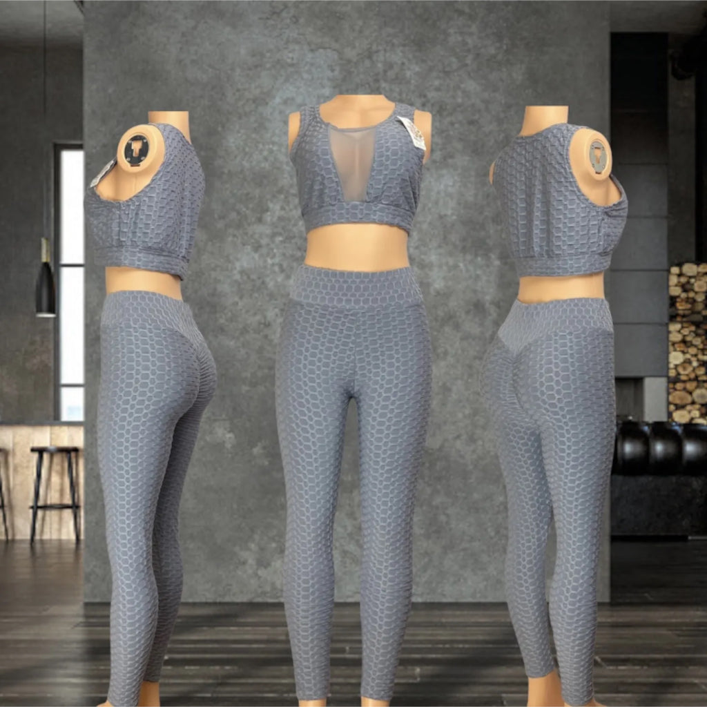 Deep v Neck Sleeveless Crop Top Sexy Butt Lifting Leggings Outfit set for Women