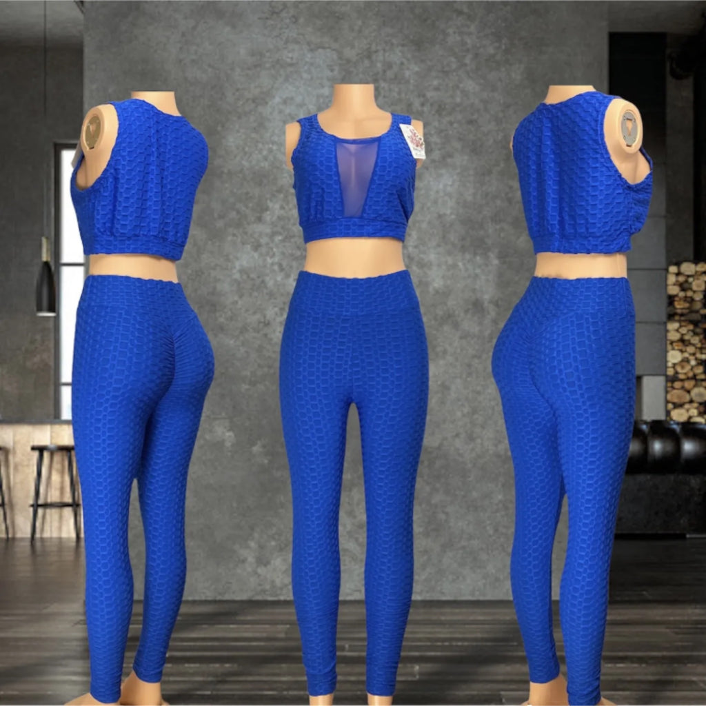 Deep v Neck Sleeveless Crop Top Sexy Butt Lifting Leggings Outfit set for Women