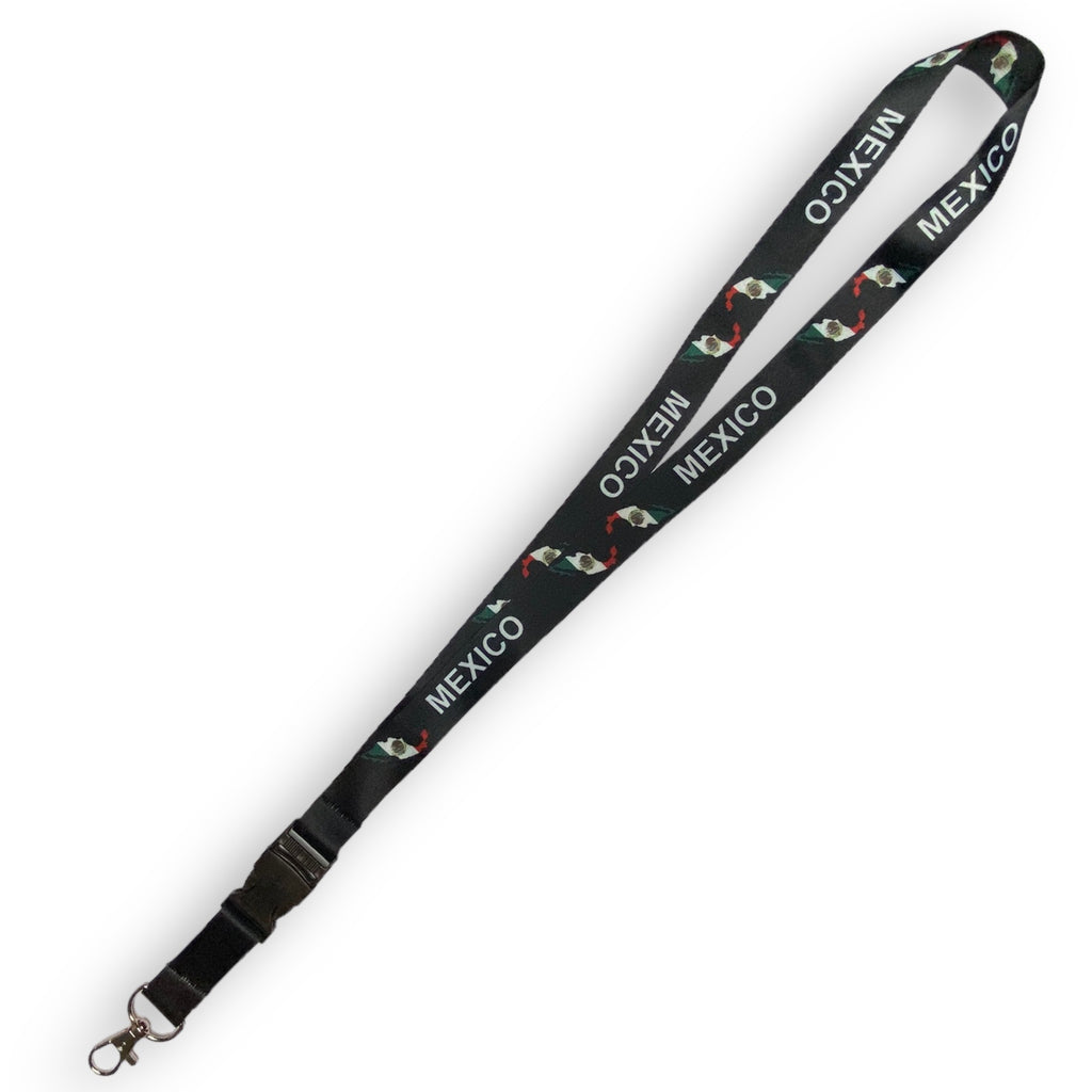 Mexico Flag Lanyard Keychain Black