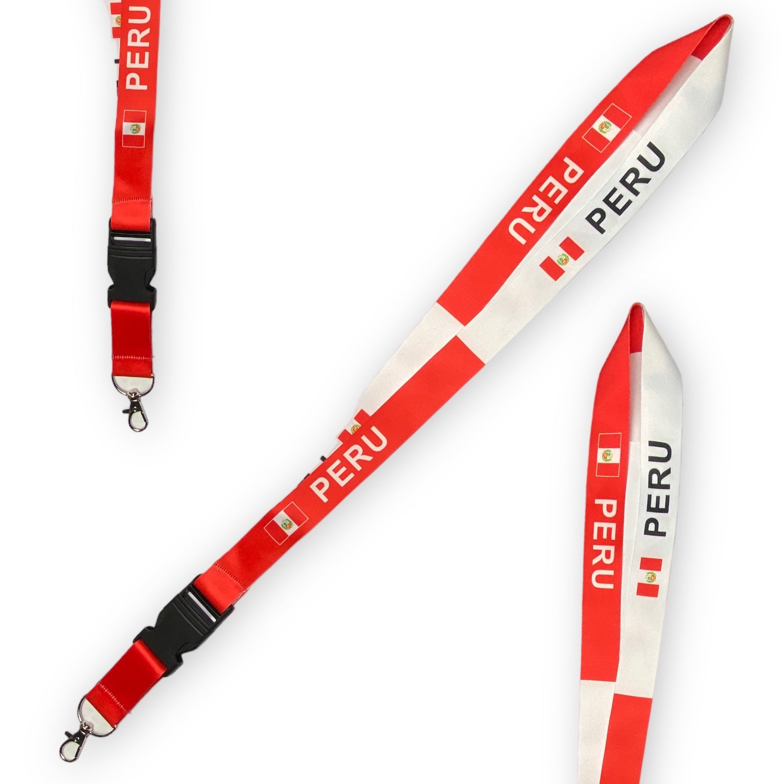 Peru Flag Lanyard, Peru Flag Keychain, Keyholder