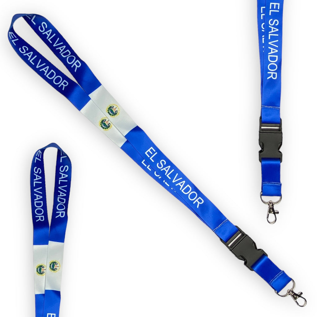 El Salvador Flag Lanyard Keychain ID Holder Neck Strap Lanyards