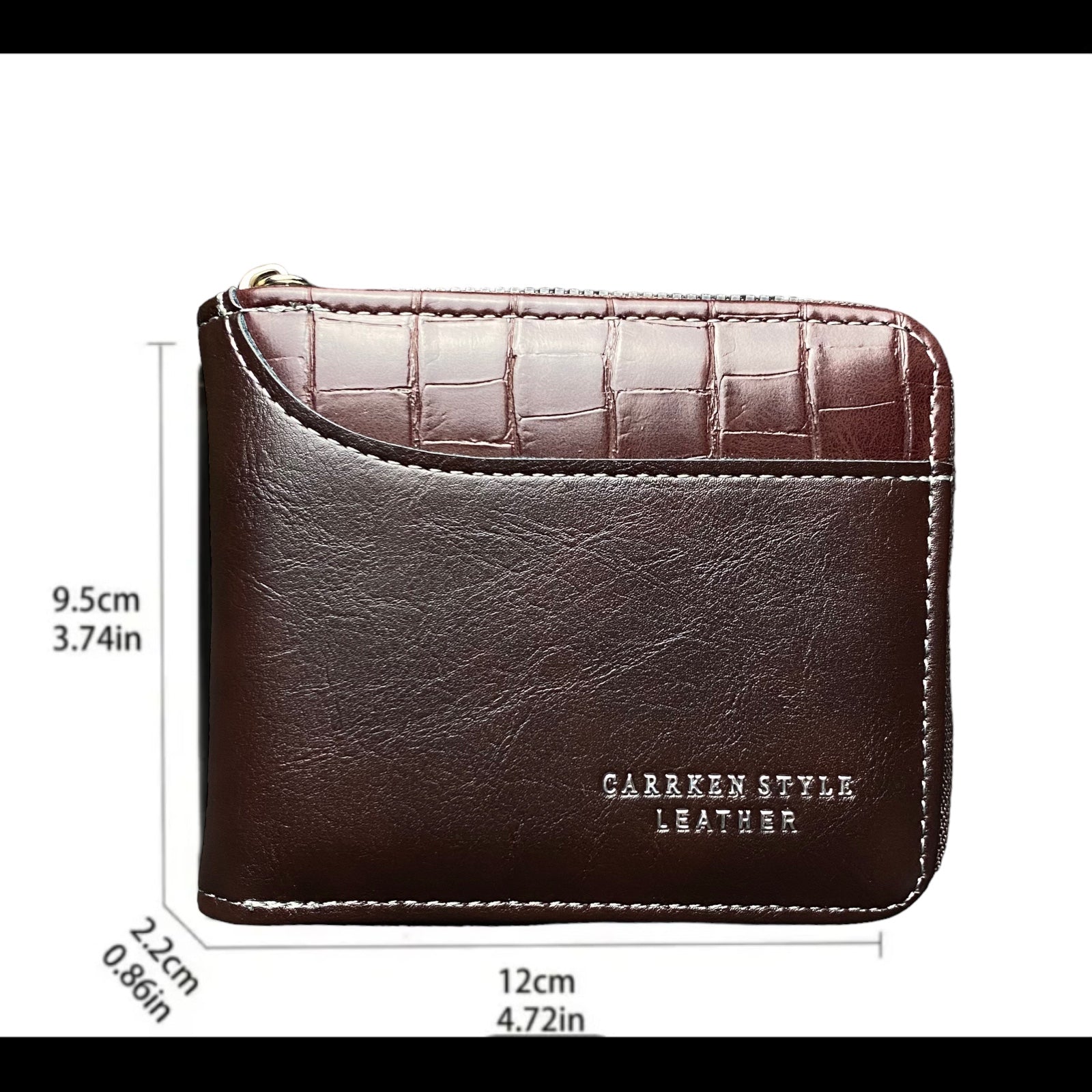 Carrken Style Leather Men's Brown Bifold Zipped Around wallet