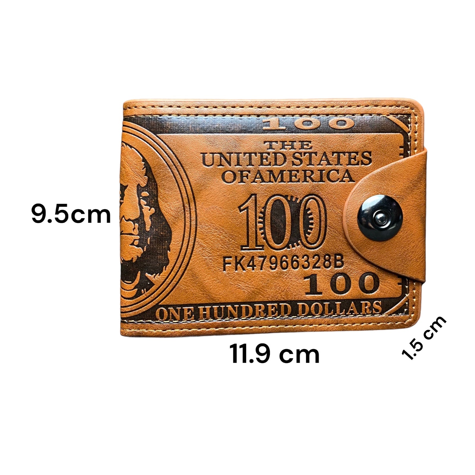 100 Dollar Bill Printed Leather Bifold Wallet Cash Card Holder