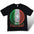 Black T-Shirt with Aztec Calendar Design that Glows Under Neon or Black light