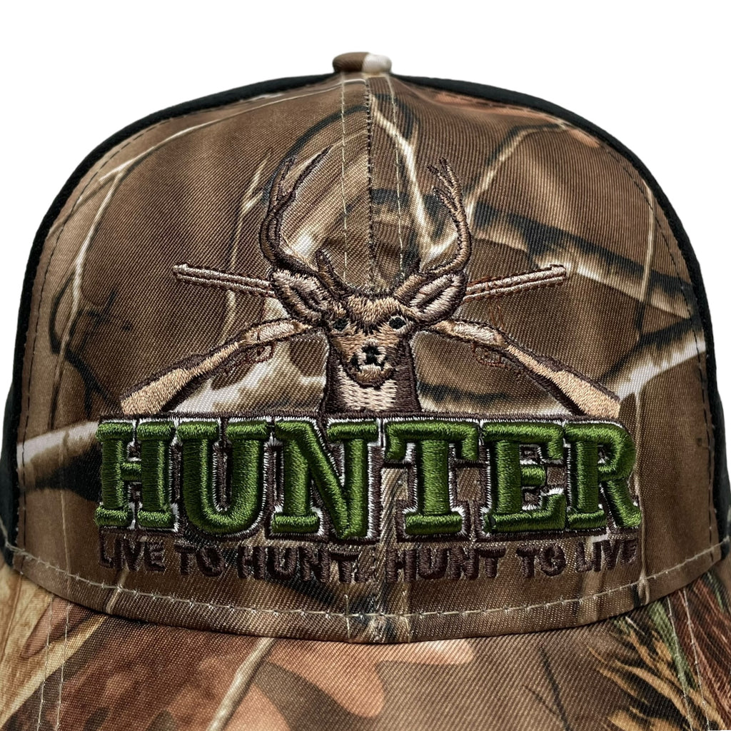 Men's Baseball Cap with Hunter Embroidery & Camouflage Deer Design