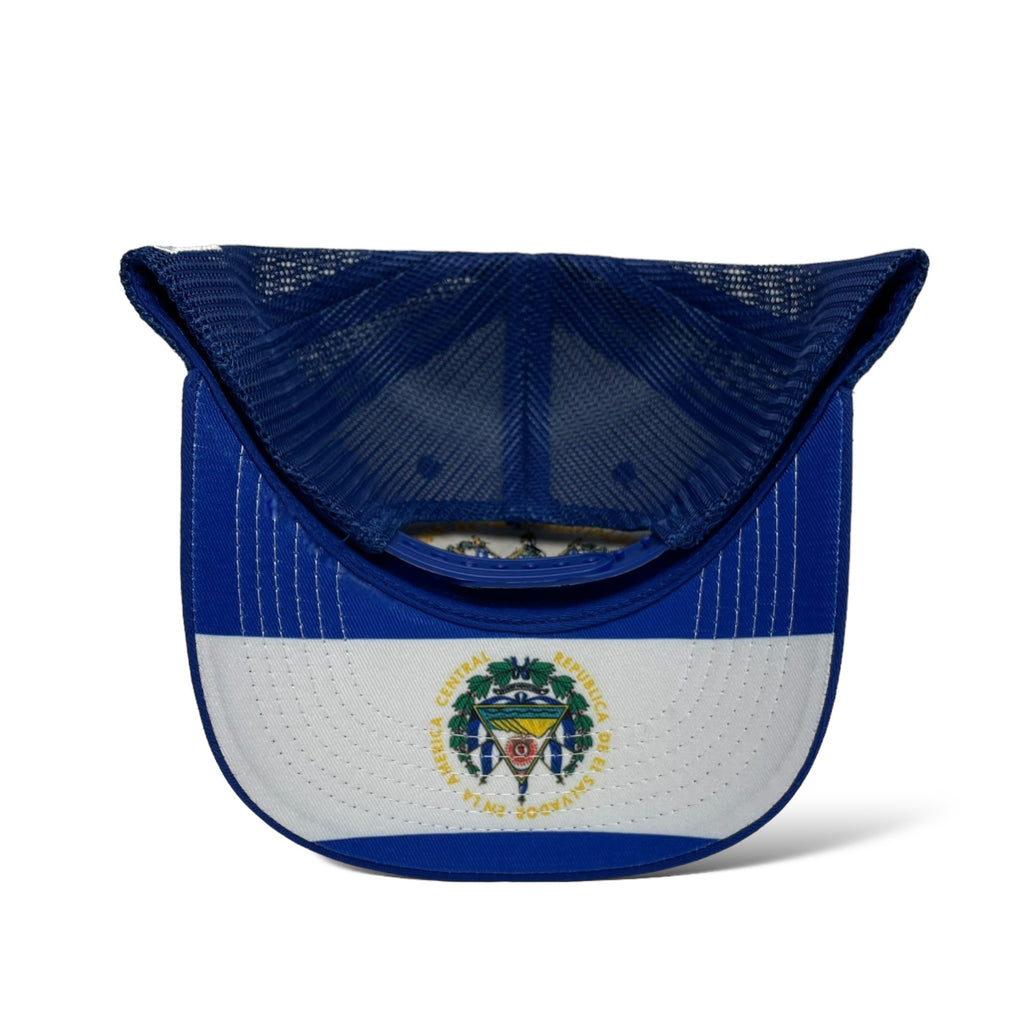 El Salvador Embroidered Flag Snapback Baseball Flat Brim Blue Cap