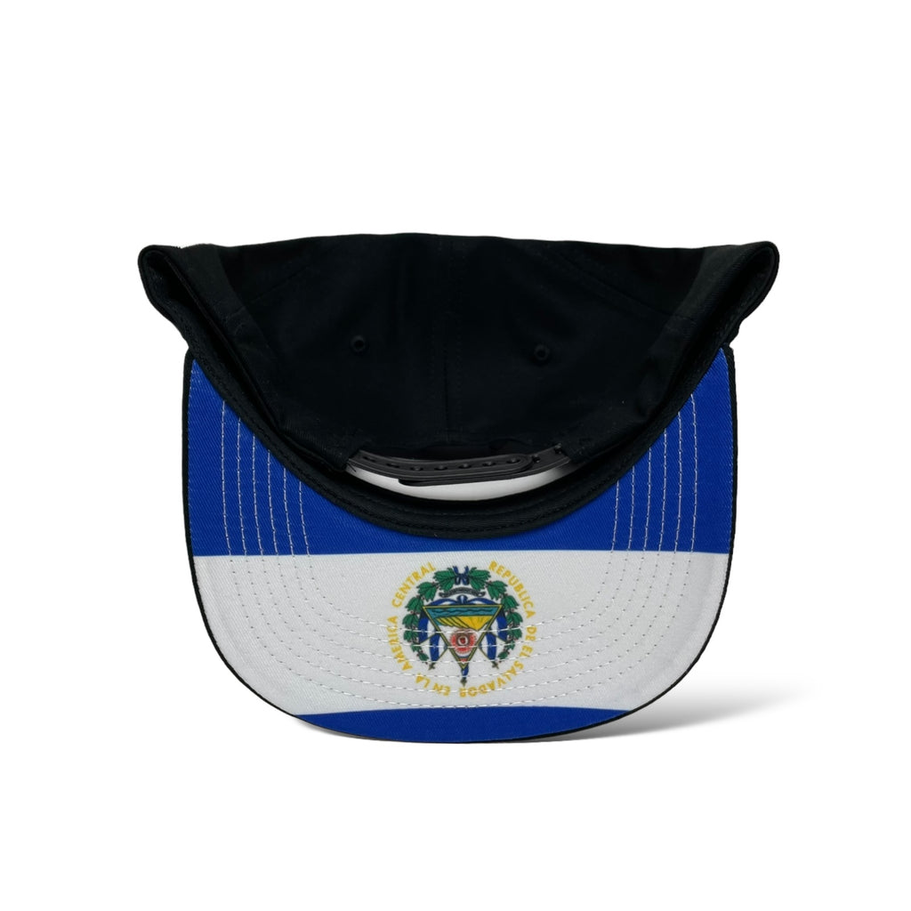 El Salvador Embroidered Flag Snapback Baseball Flat Brim Black Cap