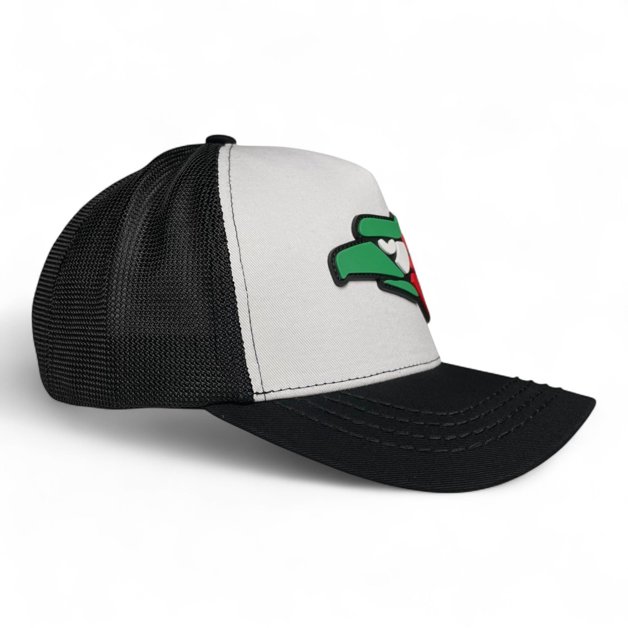 Hecho en Mexico PVC Eagle Patch Mesh Back Baseball Cap – White/Black