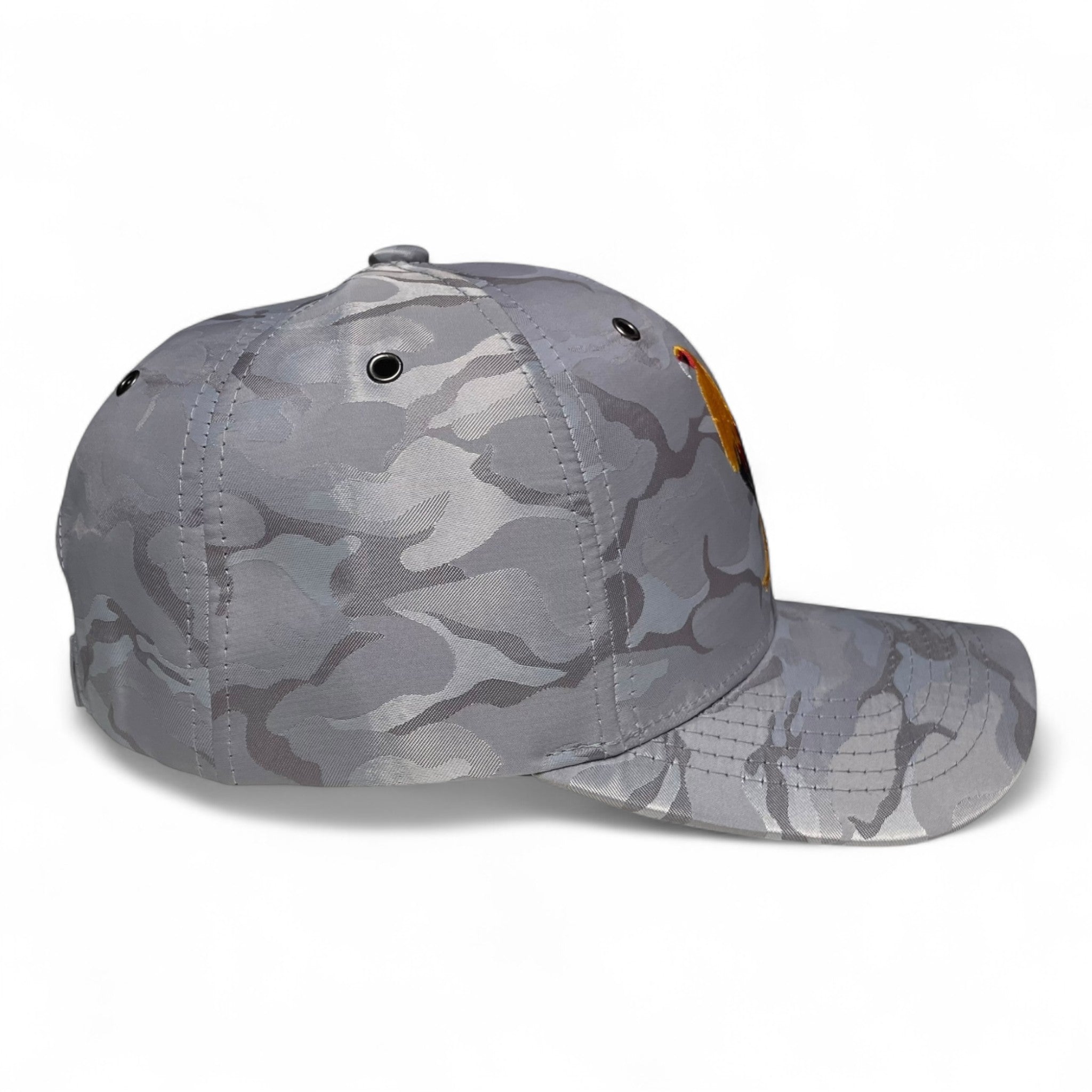 Rooster Embroidered Baseball Cap Gray Camo Rodeo Western Style