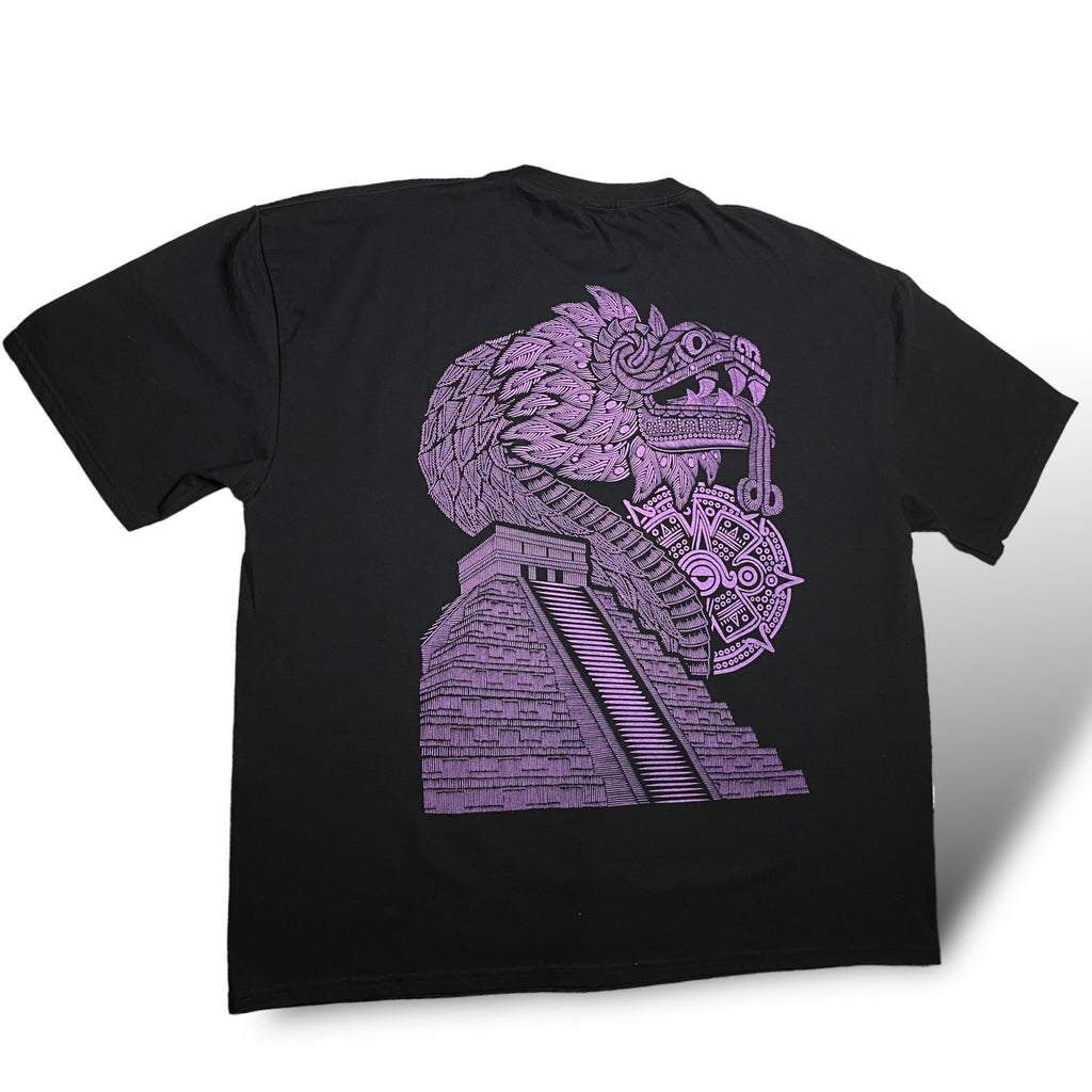 Quetzalcóatl Aztec Snake T Shirt Double Print that Glows in Neon and Black light