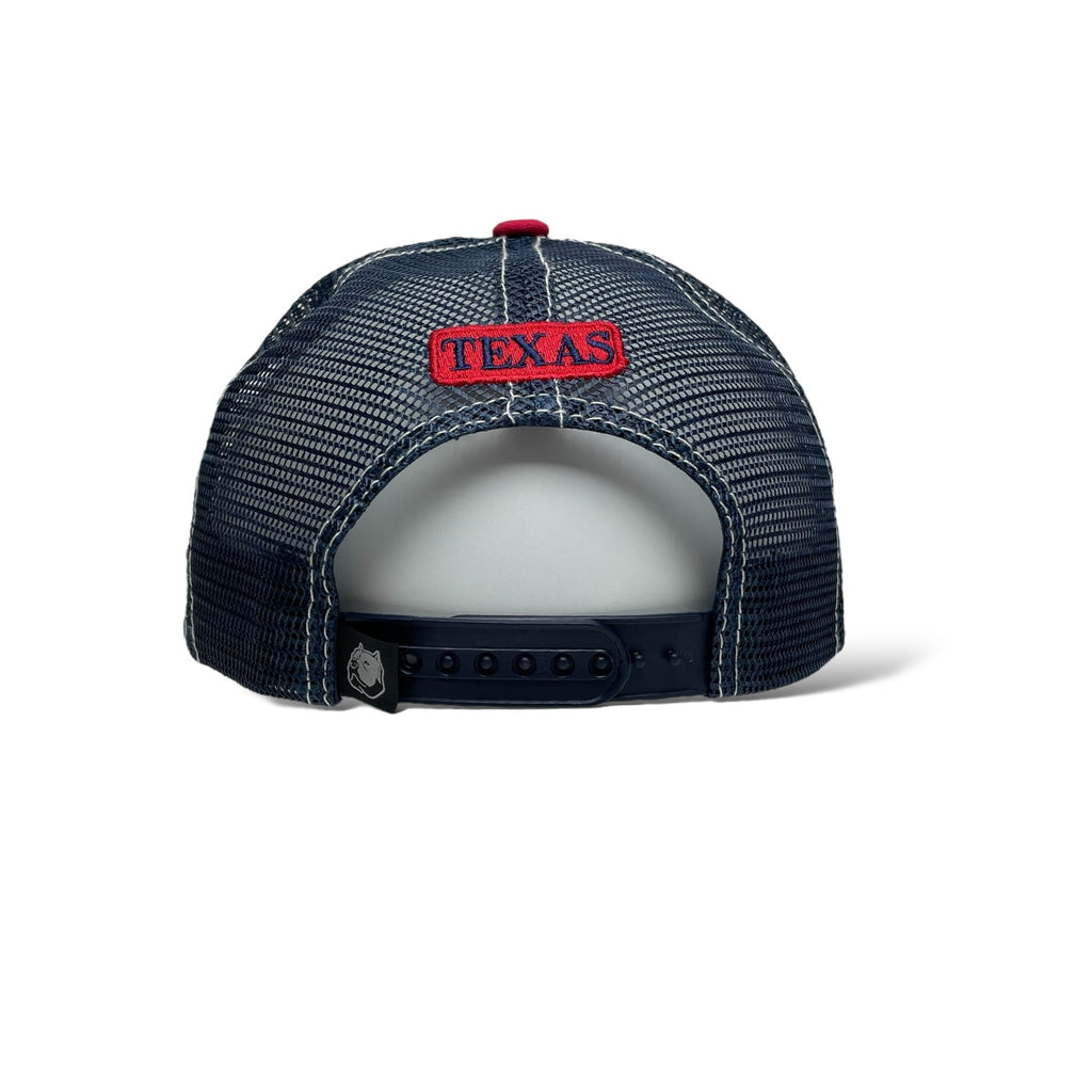 Cowboy Bucking Bronco Snapback Trucker Hat with Texas Flag Patch - Beige