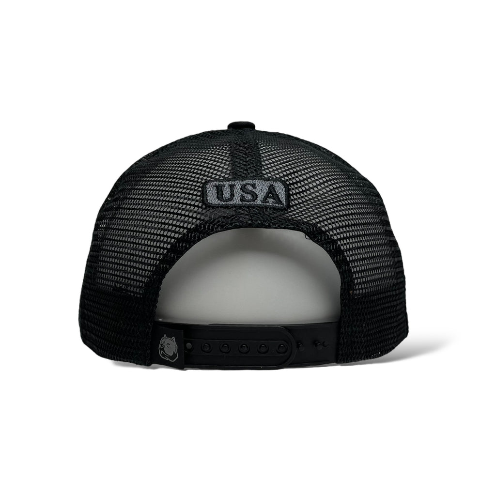 Wholesale Black Trucker Hat with Printed USA Flag Patch Snapback