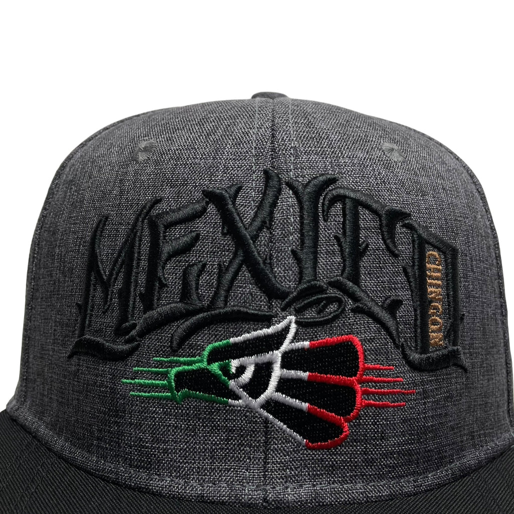 Hecho Mexico Chingon 3D Embroidered Snapback Baseball Cap Gray/Black