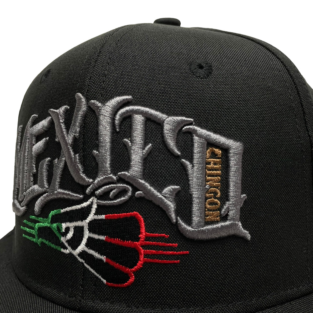 Mexico Chingon 3D Embroidered Baseball Cap – Black Snapback, Flat Brim